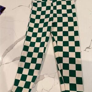 GAP Kids Green and White Checkered Leggings